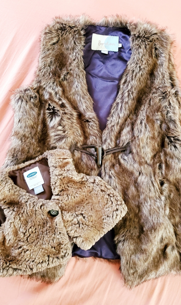 Mommy and me faux fur vests